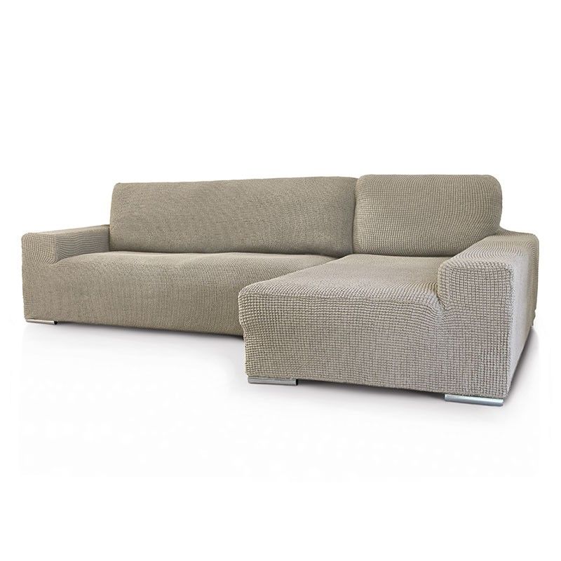 Funda para sofa chaise longue elástica tejido Zeus. Con brazo corto o  largo. Medida: 250 a 310 cms.
