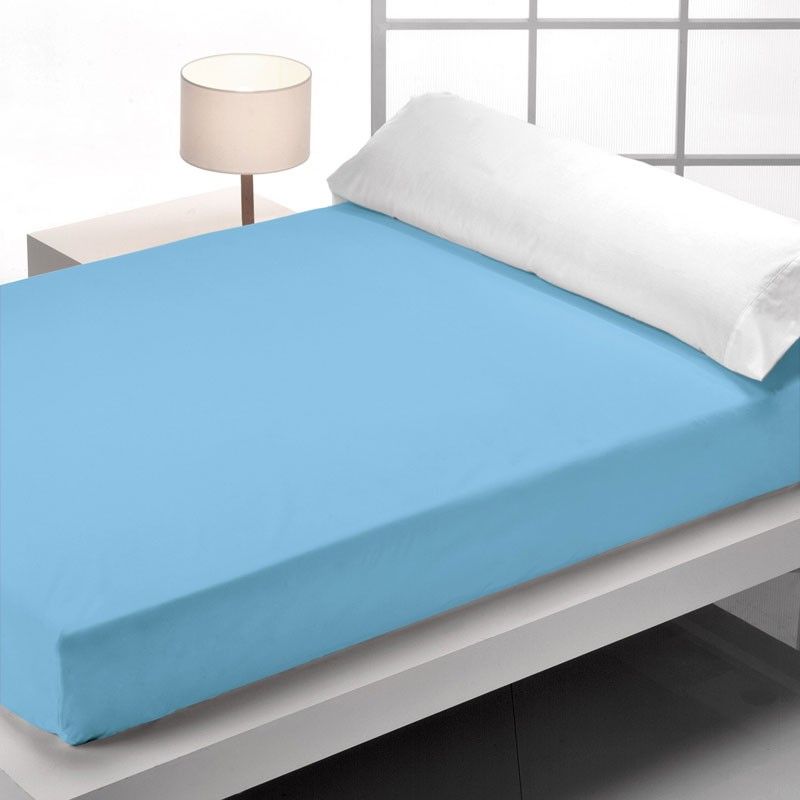 Sábana bajera ajustable lisa Azul cama 135 cm - 135x190/200 cm